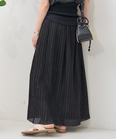 シアー シャイニーラメプリーツ スカート