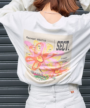 flower on receipt ロンT/フラワーオン レシート ロンT