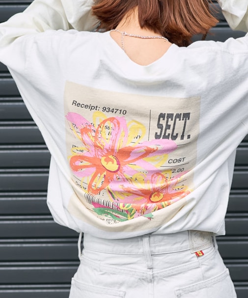 flower on receipt ロンT/フラワーオン レシート ロンT