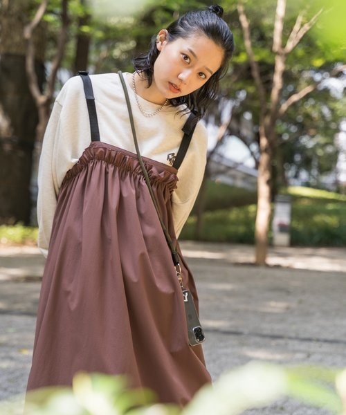 サウザンドマイル×フリークスストア ギャザーシャーリング ベルトワンピース 限定 ギャザーシャーリング ベルトワンピース/キャミソールワンピース