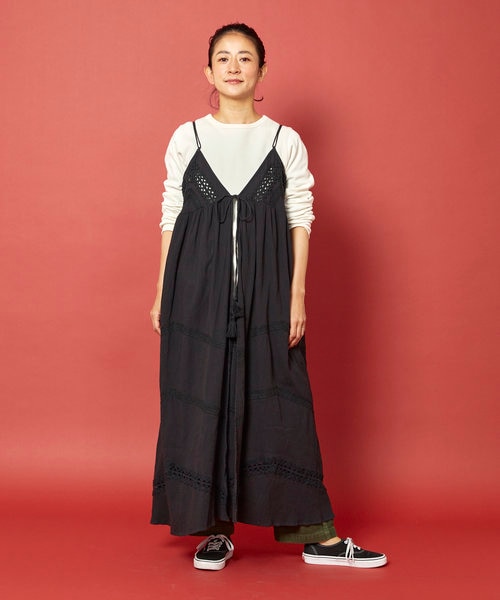 freada/freaksstore/インドレース前リボン楊柳キャミワンピース インド レース前リボン 楊柳キャミワンピース｜フリークスストア