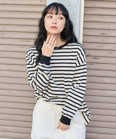 ボーダー ビッグ ロンT/長袖Tシャツ