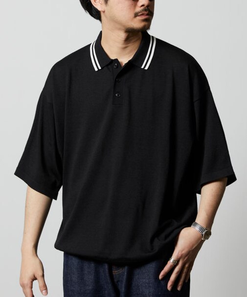 限定展開 リラックスフィット ニットポロシャツ