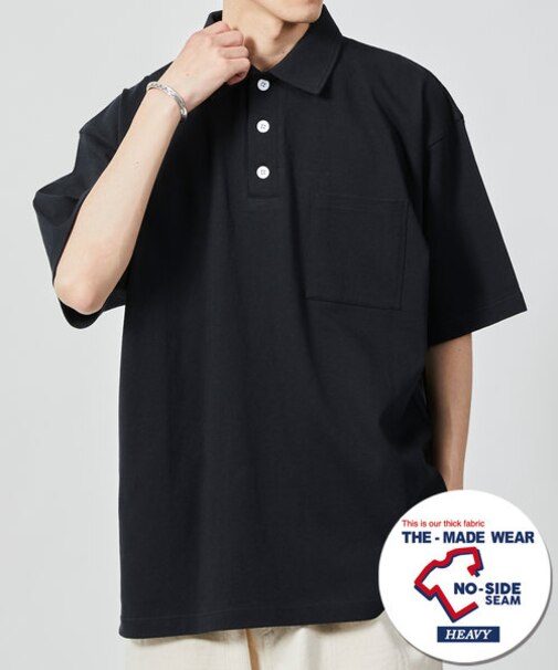 10.5オンス ヘビーウェイト NO-SIDE SEAM ポロネック Tシャツ USA COTTON