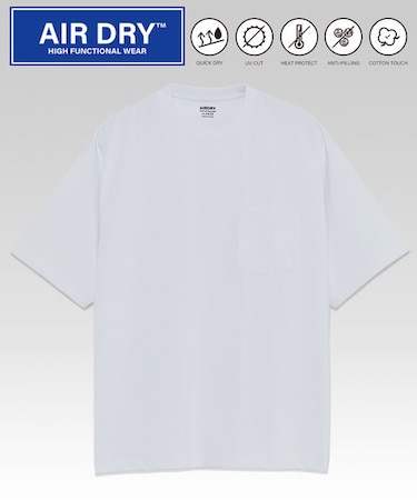 【継続品番の為アウトレット消化】AIRDRY 高機能素材 7.7オンス ビックシルエット クルーネック ポケットTシャツ