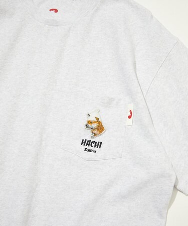 ワンポイントロゴ クルーネック ショートスリーブ ポケットTシャツ ハチ公