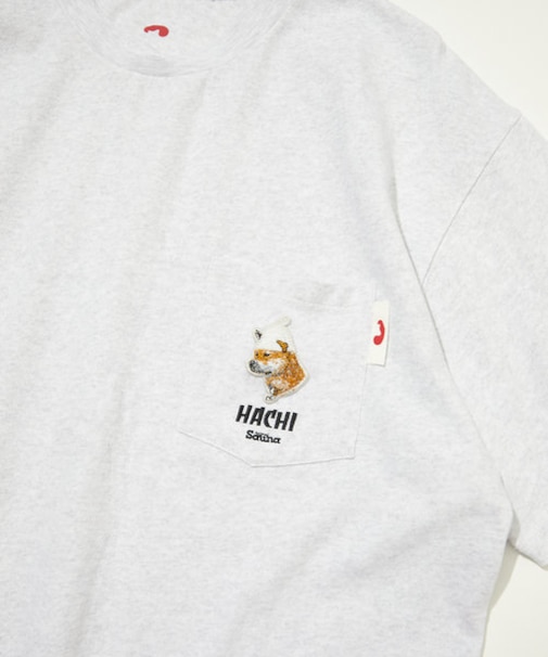 ワンポイントロゴ クルーネック ショートスリーブ ポケットTシャツ ハチ公