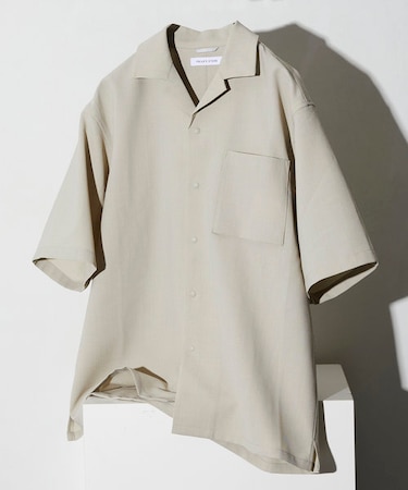 速乾素材 リラックスフィット オープンカラーシャツ リネン風 ホームケア