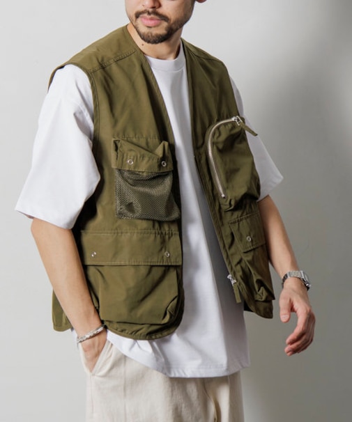 MIL PKT VEST/ミリタリー ポケット ベスト/サバイバルベスト/リラックスフィット