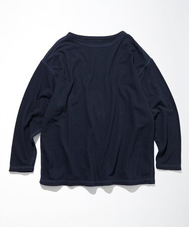 Boat Neck French Terry Long Sleeve Tee