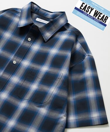 EASY WEAR リラックスフィット ショートスリーブ レギュラーカラー オンブレチェックシャツ