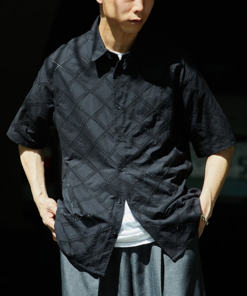限定展開 コットンメッシュ 透かし編みS/Sシャツ