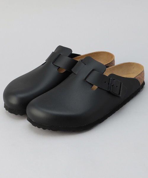 【美品】24awモリーニ 厚底フラットブラックレザークロッグ サンダル37 サボ BOSTON NL/ボストン ナチュラルレザー/クロッグサンダル