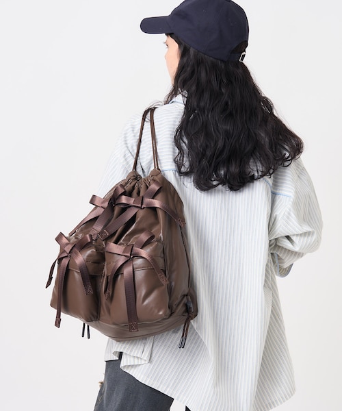 ベルセルク くりパックのストラップ (非売品) 別注 フェイクレザー リボンナップザック / 巾着リュック