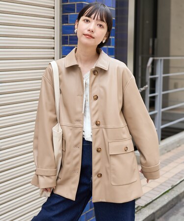 スムースレザーシャツジャケット