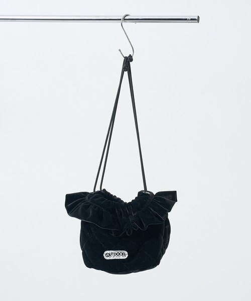 別注 2WAY ベロアキルティング フリル 巾着ショルダーバッグ