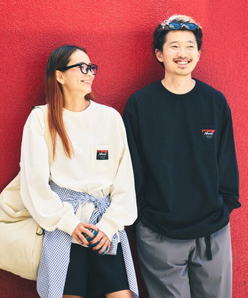 別注 ECO HYBRID LOGO LS TEE 別注エコハイブリッド ルーズフィット ポケットロングスリーブTシャツ