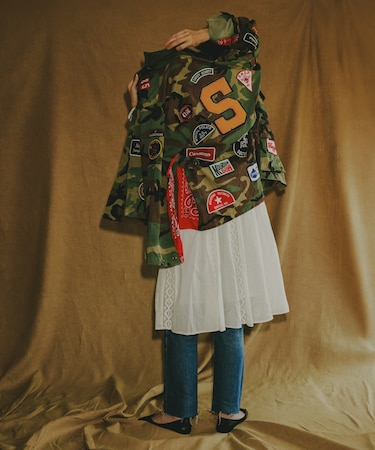 Vintage リメイク ワッペン ミリタリーシャツ