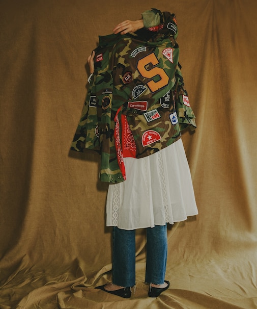 Vintage リメイク ワッペン ミリタリーシャツ