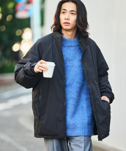 ノーカラーミリタリーブルゾン ビッグシルエット LEVEL7 JACKET/中綿 スタンドカラー ミリタリー