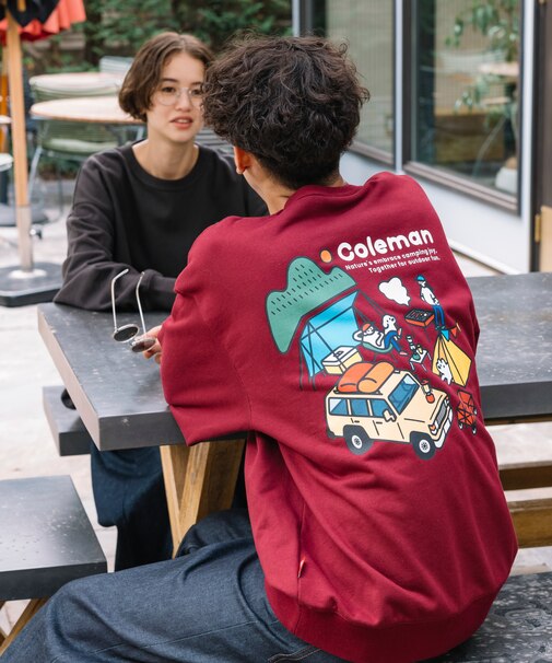 Coleman×matsui×FREAK'S STORE 別注 コールマン matsui camp  バックプリント クルーネック スウェット
