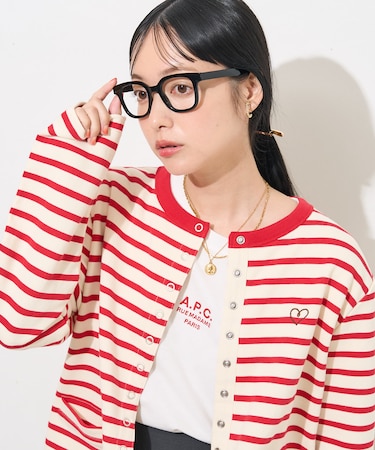 ワンポイント ハート刺繍 コンパクトカーディガン