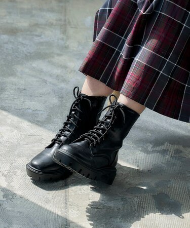 レースアップブーツ/フェイクレザーブーツ