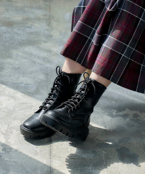 レースアップブーツ/フェイクレザーブーツ
