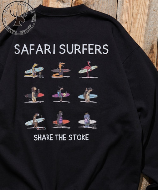 Safari Surfers P/O SWEAT/サファリ サーファーズ プルオーバー クルーネックスウェット/バックプリント/リラックスフィット