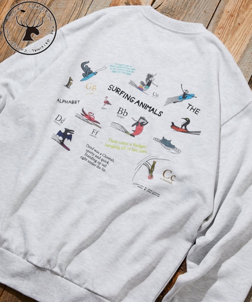 SURFING ANIMALS P/O SWEAT/サーフィン アニマル プルオーバー クルーネックスウェット/バックプリント/リラックスフィット