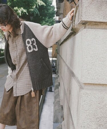 ジップアップニットカウチンセーター