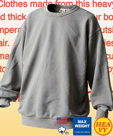 HEAVY WEIGHT SWT 15oz アシッド加工/ヘビーウェイト クルーネックスウェット/15オンス/リラックスフィット/USAコットン