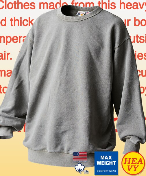 HEAVY WEIGHT SWT 15oz アシッド加工/ヘビーウェイト クルーネックスウェット/15オンス/リラックスフィット/USAコットン
