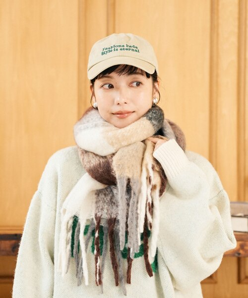 ボリューム チェック フリンジマフラー｜フリークスストアの通販