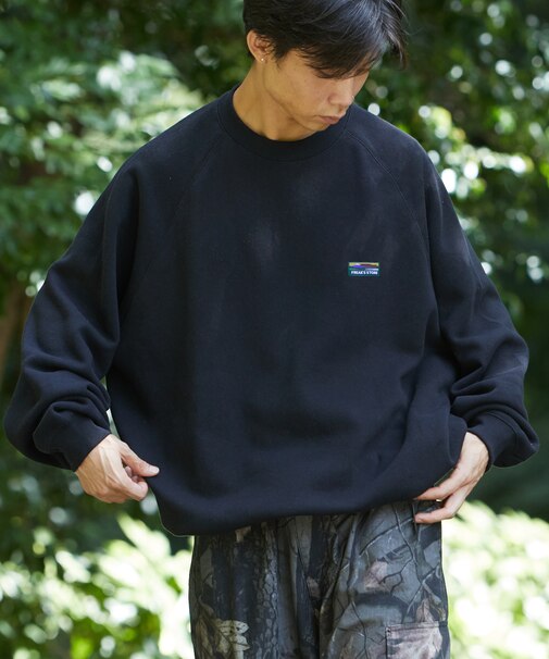 ビッグシルエット ロゴワンポイント ラグランスリーブ スピンドル スウェット 【限定展開】