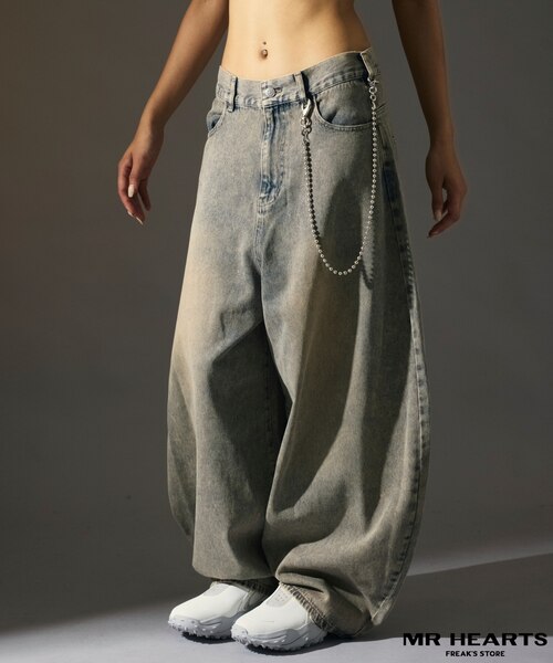 MR HEARTS ミスターハーツ VINTAGE WASH WIDE SILHOUETTE CURVE DENIM