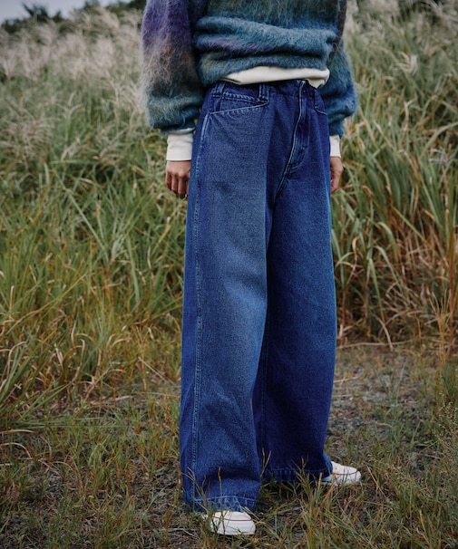 ワイドシルエット チノ デニム パンツ