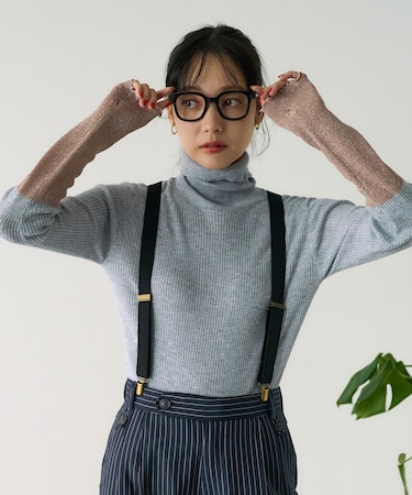 ウォッシャブル 袖切替 タートルニット