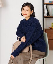 ミックスケーブル クルーネックニット
