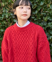 ミックスケーブル クルーネックニット