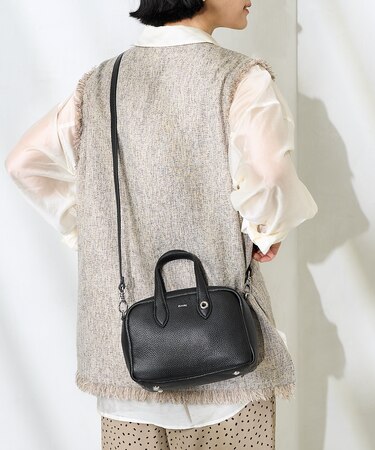 別注 カウレザー スクエアミニボストン型ショルダー