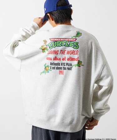 限定展開 TEENAGE MUTANT NINJA TURTLES/ミュータント タートルズ 別注 ビッグシルエット バックプリント クルーネックスウェット