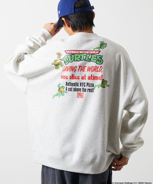 限定展開 TEENAGE MUTANT NINJA TURTLES/ミュータント タートルズ 別注 ビッグシルエット バックプリント クルーネックスウェット