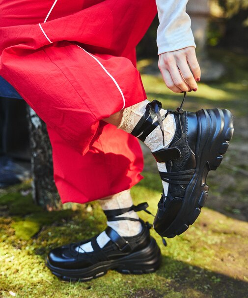 厚底 メリージェーン スニーカーサンダル/ プラットフォームスニーカー