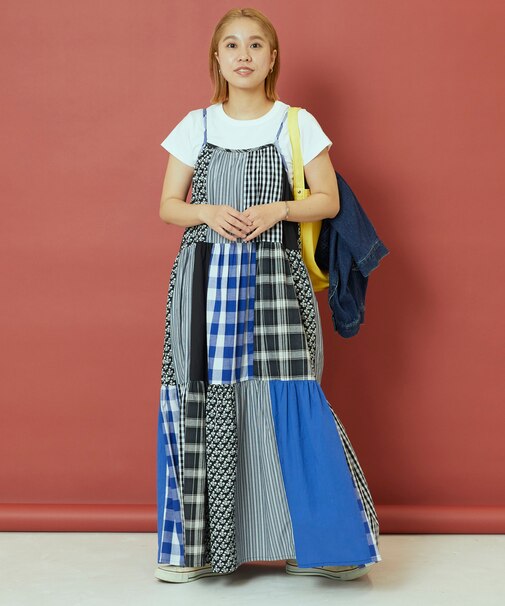 パッチワーク三段ティアード キャミドレス