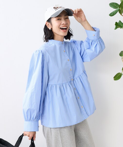 金釦 バルーンブラウス