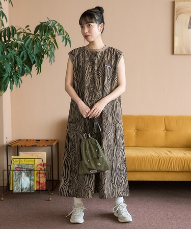 バルーンワンピース ゼブラ/フレンチスリーブワンピース