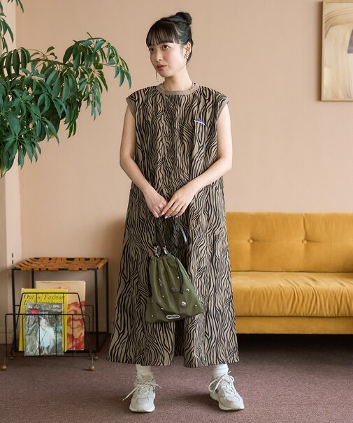 バルーンワンピース ゼブラ/フレンチスリーブワンピース