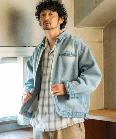 加工 デニムショートブルゾン