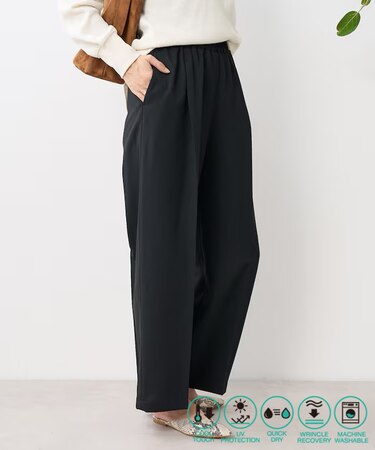 接触冷感/UV リネンタッチ タック イージーパンツ/リネンタッチ センタープレスパンツ<セットアップ対応＞